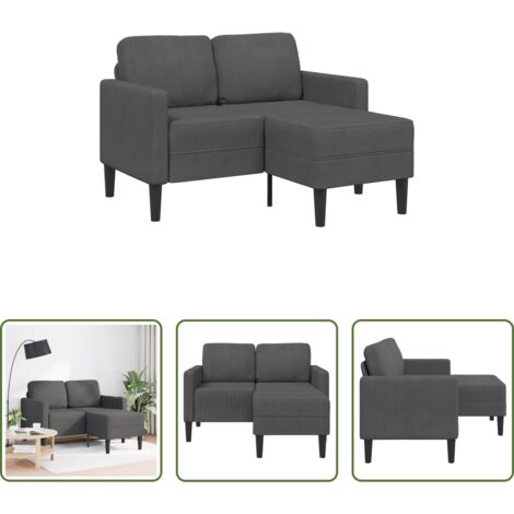 Divano con chaise longue -  Divano a 2 posti con chaise longue a L grigio scuro 125 cm in lino
