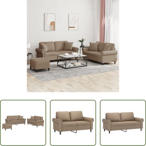 Divano con cuscini -  Set di Divani 3 pz con Cuscini Cappuccino in Similpelle