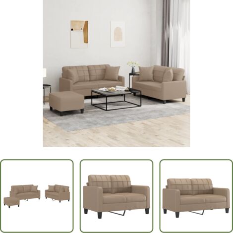 Divano con cuscini -  Set di Divani 3 pz con Cuscini Cappuccino in Similpelle
