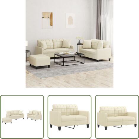 Divano con cuscini -  Set di Divani 3 pz con Cuscini Crema in Similpelle