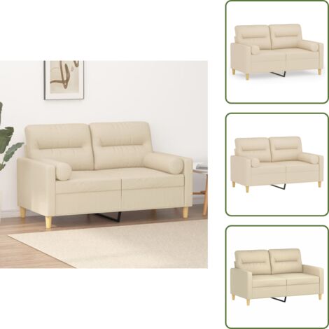 Divano con cuscini - vidaXL Divano a 2 Posti con Cuscini Crema 120 cm in Tessuto - Divano moderno