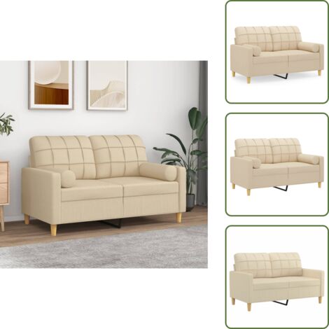 Divano con cuscini - vidaXL Divano a 2 Posti con Cuscini Crema 120 cm in Tessuto - Divano moderno