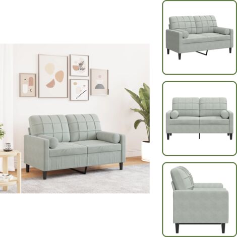 Divano con cuscini - vidaXL Divano a 2 Posti con Cuscini Grigio Chiaro 120 cm in Velluto - Divano moderno