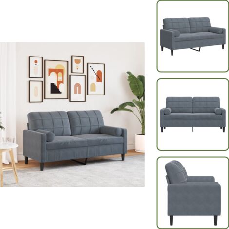 Divano con cuscini - vidaXL Divano a 2 Posti con Cuscini Grigio Scuro 140 cm in Velluto - Divano relax
