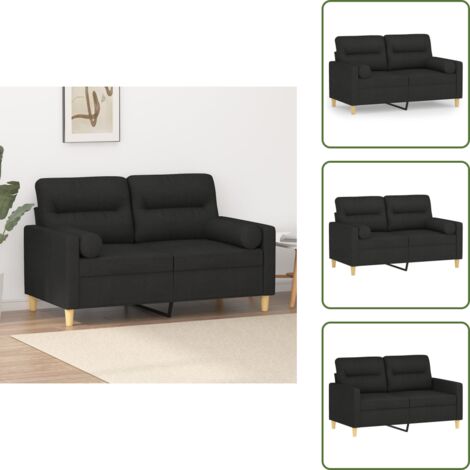 Divano con cuscini - vidaXL Divano a 2 Posti con Cuscini Nero 120 cm in Tessuto - Divano moderno