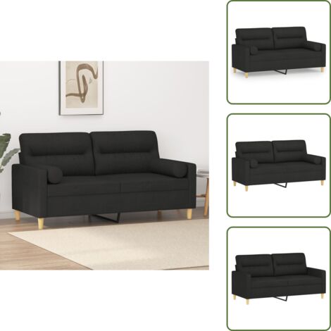 Divano con cuscini - vidaXL Divano a 2 Posti con Cuscini Nero 140 cm in Tessuto - Divano moderno