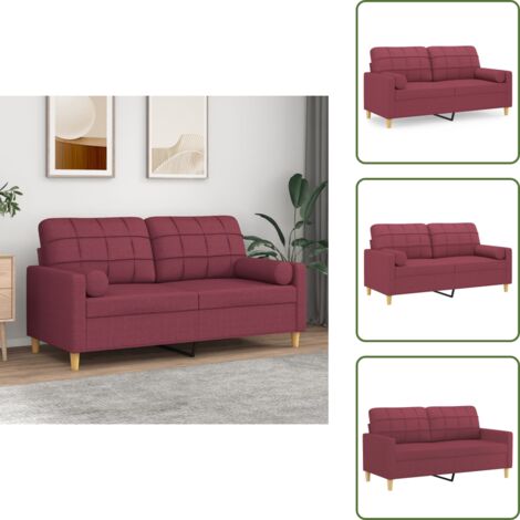 Divano con cuscini - vidaXL Divano a 2 Posti con Cuscini Rosso Vino 140 cm in Tessuto - Divano moderno