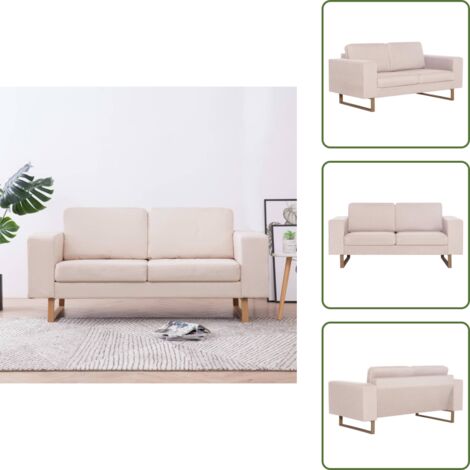 Divano con cuscini - vidaXL Divano a 2 Posti in Tessuto Crema - Divano comodo