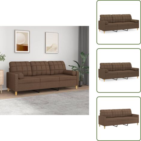 Divano con cuscini - vidaXL Divano a 3 Posti con Cuscini Marrone 180 cm in Tessuto - Divano moderno