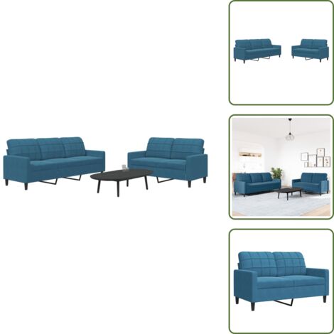 Divano con cuscini - vidaXL Set di Divani 2 pz con Cuscini Blu in Velluto - Divano relax