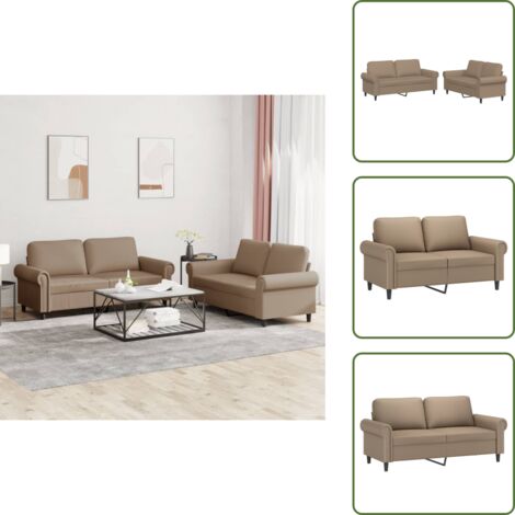Divano con cuscini - vidaXL Set di Divani 2 pz con Cuscini cappuccino in Similpelle - Divano in compensato
