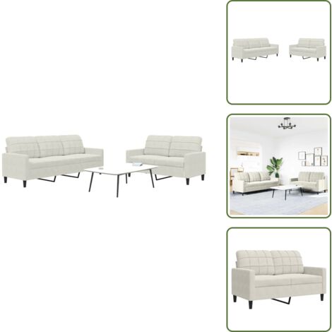 Divano con cuscini - vidaXL Set di Divani 2 pz con Cuscini Crema in Velluto - Divano relax