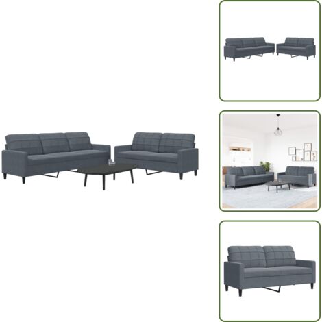 Divano con cuscini - vidaXL Set di Divani 2 pz con Cuscini Grigio Scuro in Velluto - Divano relax