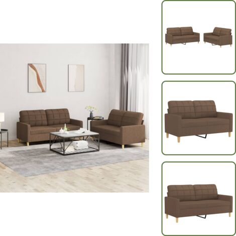 Divano con cuscini - vidaXL Set di Divani 2 pz con Cuscini Marrone in Tessuto - Divano moderno