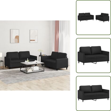 Divano con cuscini - vidaXL Set di Divani 2 pz con Cuscini Nero in Similpelle - Divano con struttura in metallo