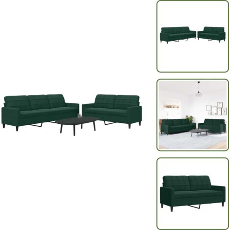 Divano con cuscini - vidaXL Set di Divani 2 pz con Cuscini Verde scuro in Velluto - Divano relax