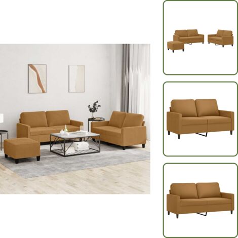 Divano con cuscini - vidaXL Set di Divani 3 pz con Cuscini Marrone in Velluto - Divano marrone