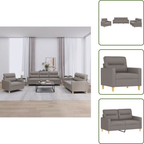 Divano con cuscini - vidaXL Set di Divani 3 pz con Cuscini Tortora in Tessuto - Divano a 3 posti