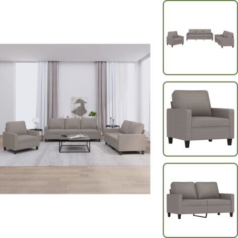 Divano con cuscini - vidaXL Set di Divani 3 pz con Cuscini Tortora in Tessuto - Divano moderno