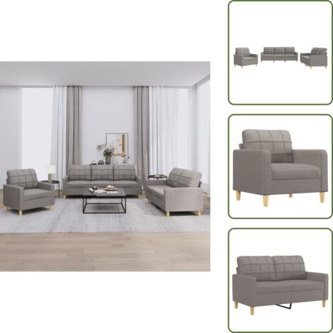 Divano con cuscini - vidaXL Set di Divani 3 pz con Cuscini Tortora in Tessuto - Divano moderno