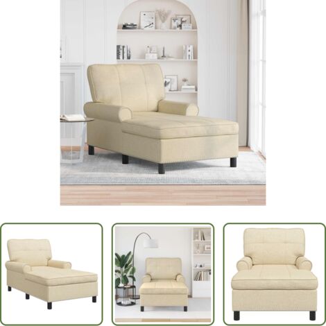 Divano con cuscino -  Chaise Lounge con cuscino Crema 91 x 157 x 91 cm Tessuto