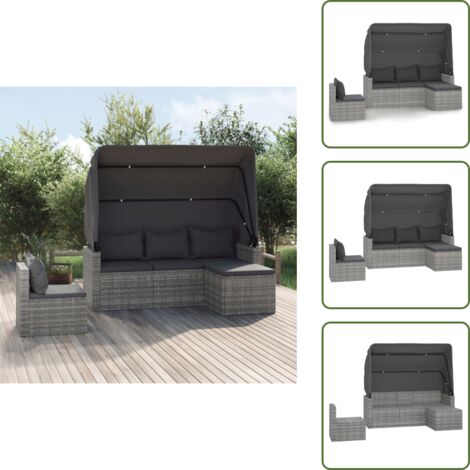 Divano con cuscino - vidaXL Set Divani da Giardino 4 pz con Cuscini in Polyrattan Grigio - Divano da esterno