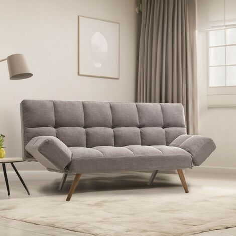 Divano con funzione letto e braccioli reclinabili Dube 181x81x86h colore grigio