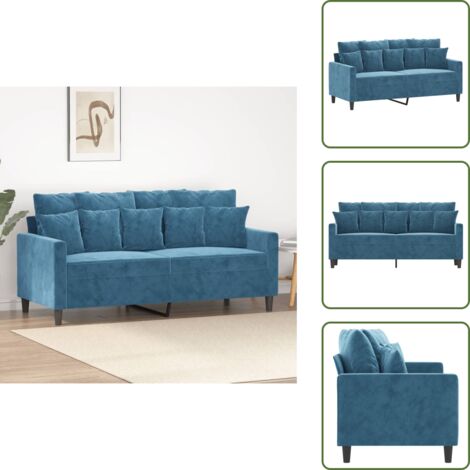 Divano con imbottitura - vidaXL Divano a 2 Posti Blu 140 cm in Velluto - Divano moderno