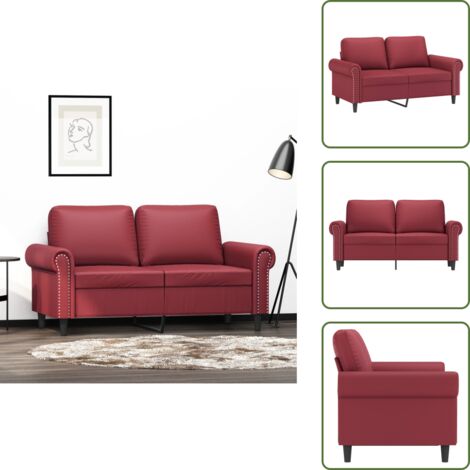 Divano con imbottitura - vidaXL Divano a 2 Posti Rosso Vino 120 cm in Similpelle - Divano moderno
