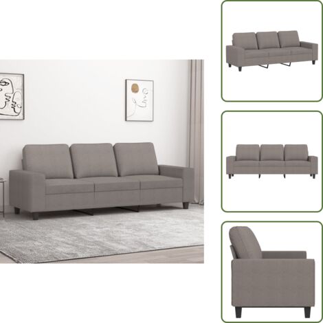Divano con imbottitura - vidaXL Divano a 3 Posti Tortora 180 cm in Tessuto - Divano moderno