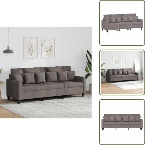 Divano con imbottitura - vidaXL Divano a 3 Posti Tortora 180 cm in Tessuto - Divano moderno