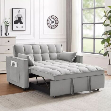 TOSCOHOME Divano con letto estraibile 2 posti colore grigio 135x78H cm - Eiri