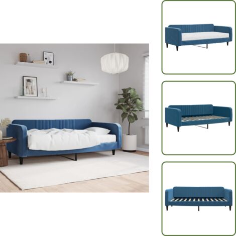 Divano con materasso - vidaXL Divano Letto con Materasso Blu 100x200 cm in Velluto - Letto notte