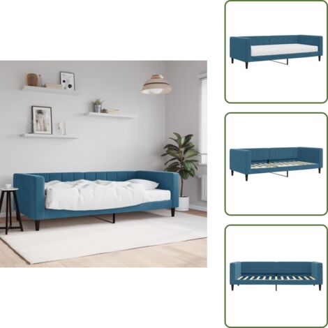 Divano con materasso - vidaXL Divano Letto con Materasso Blu 90x200 cm in Velluto - Materasso in gommapiuma