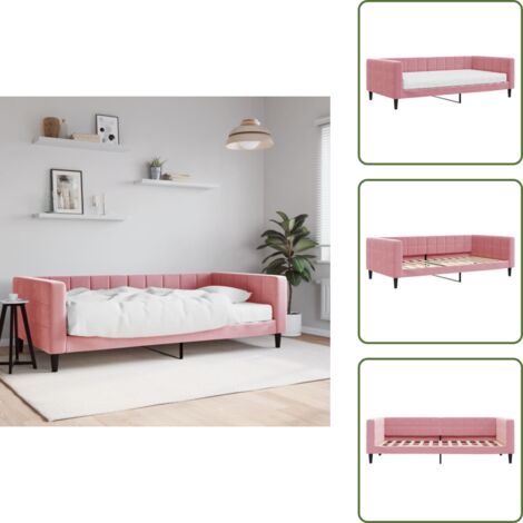 Divano con materasso - vidaXL Divano Letto con Materasso Rosa 100x200 cm in Velluto - Letto con materasso