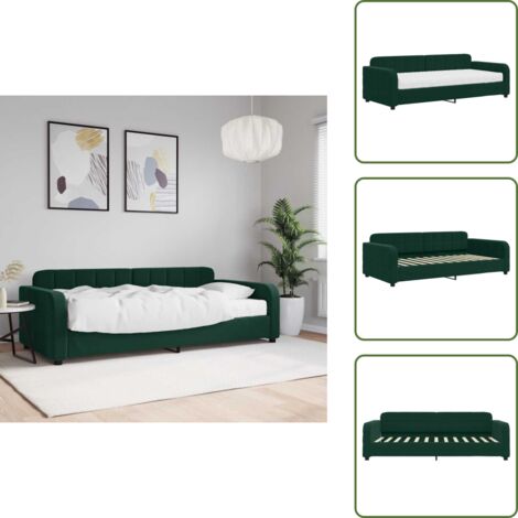 Divano con materasso - vidaXL Divano Letto con Materasso Verde Scuro 90x200 cm in Velluto - Letto a doghe