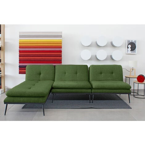 Divano 3 posti modulare componibile in tessuto stile moderno con pouf  Jantra Colore: Grigio chiaro