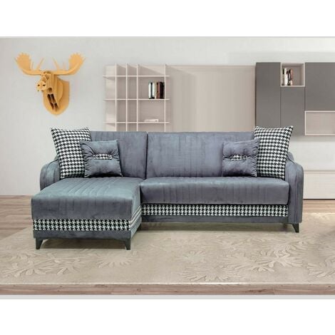 Divano con penisola contenitore reversibile 246x138x92 H Laos colore grigio