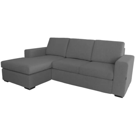 divano con penisola reversibile bellahome "bologna" grigio tessuto sfoderabile e antimacchia, 235x165x88 cm