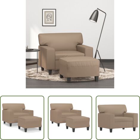 Divano con poggiapiedi -  Poltrona con Poggiapiedi Cappuccino 60 cm in Similpelle