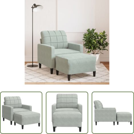 Divano con poggiapiedi - Poltrona con Poggiapiedi Grigio Chiaro 60 cm in Velluto