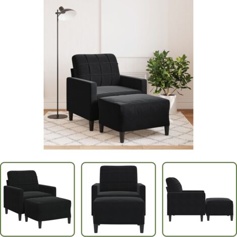 Divano con poggiapiedi -  Poltrona con Poggiapiedi Nero 60 cm in Velluto