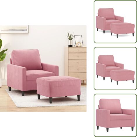 Divano con poggiapiedi - vidaXL Poltrona con Poggiapiedi Rosa 60 cm Velluto - Poltrona con cuscino