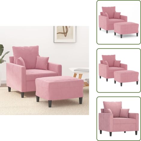 Divano con poggiapiedi - vidaXL Poltrona con Poggiapiedi Rosa 60 cm Velluto - Poltrona con cuscino