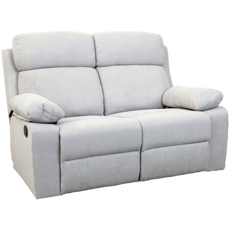 divano con recliner annika 2 posti tessuto grigio, 145x93x101 cm