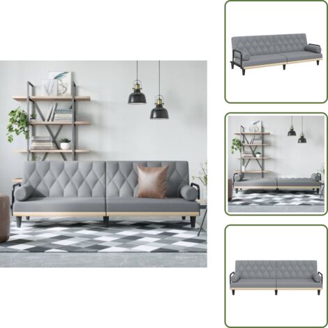 Divano con schienale regolabile - vidaXL Divano Letto con Braccioli Grigio Chiaro in Tessuto - Cuscini per divano letto