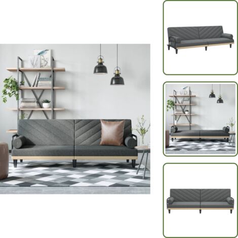 Divano con schienale regolabile - vidaXL Divano Letto con Braccioli Grigio Scuro in Tessuto - Cuscini per divano letto