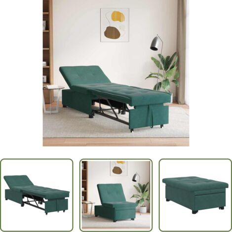 Divano convertibile -  Divano letto Verde Scuro 194 x 67 x 82 cm Velluto