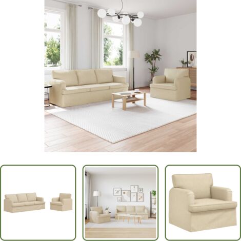 Divano crema -  Set di divani 2 pcs Crema 144 x 80 x 85 cm Tessuto
