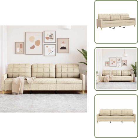 Divano crema - vidaXL Divano a 3 Posti Crema 210 cm in Tessuto - Divano moderno